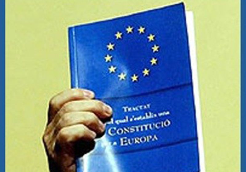 Cartel Conferencia Referéndum para el tratado de la Constitución Europea. 10 febrero 2005