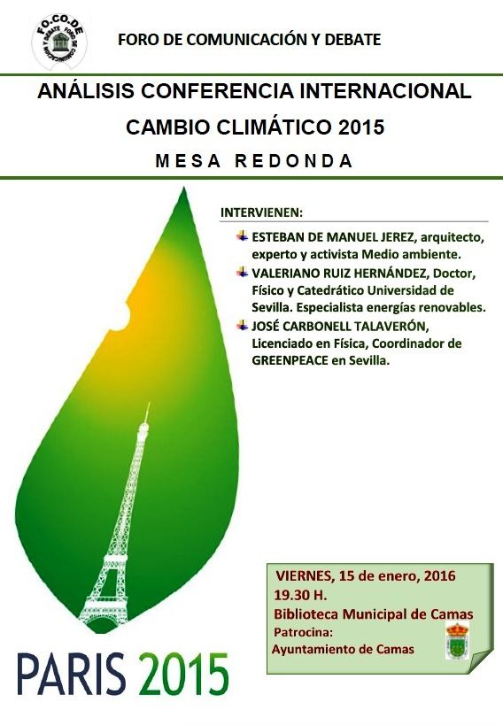Cartel El cambio climático. Análisis de las conclusiones de la cumbre de París Cartel El cambio climático. Análisis de las conclusiones de la cumbre de París