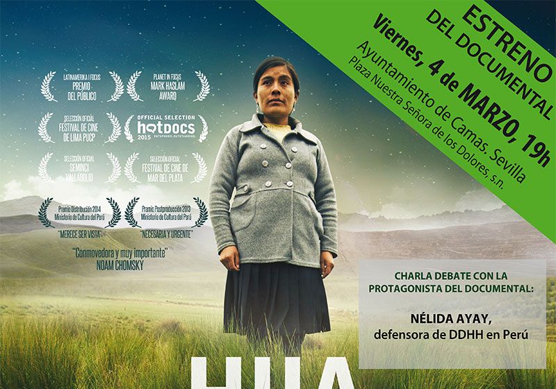 Cartel Estreno del documental Hija de la Laguna y Charla debate con Nélida Ayay