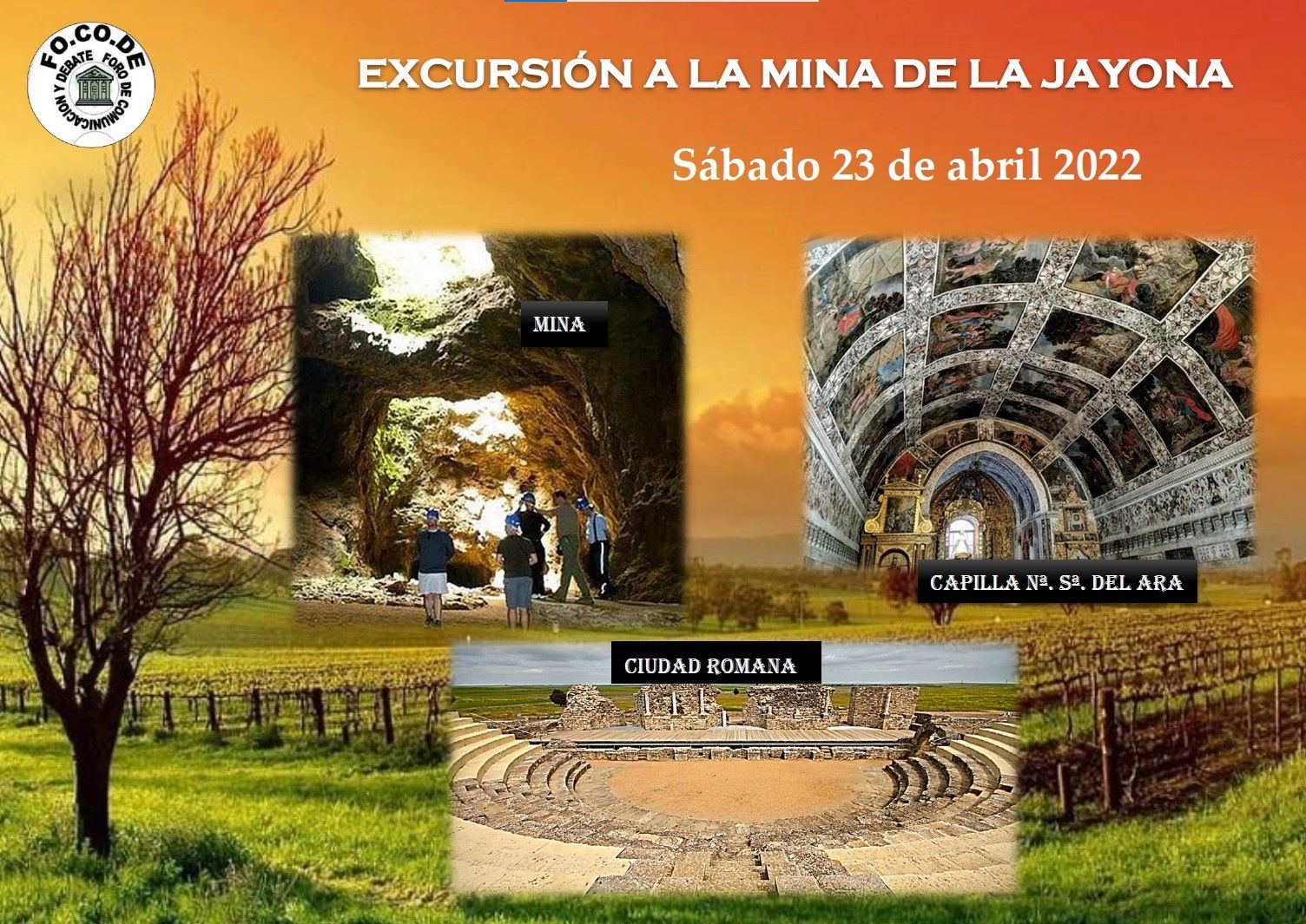 Cartel Excursión a la Mina de la Jayona y Ciudad Romana Casas De Reina