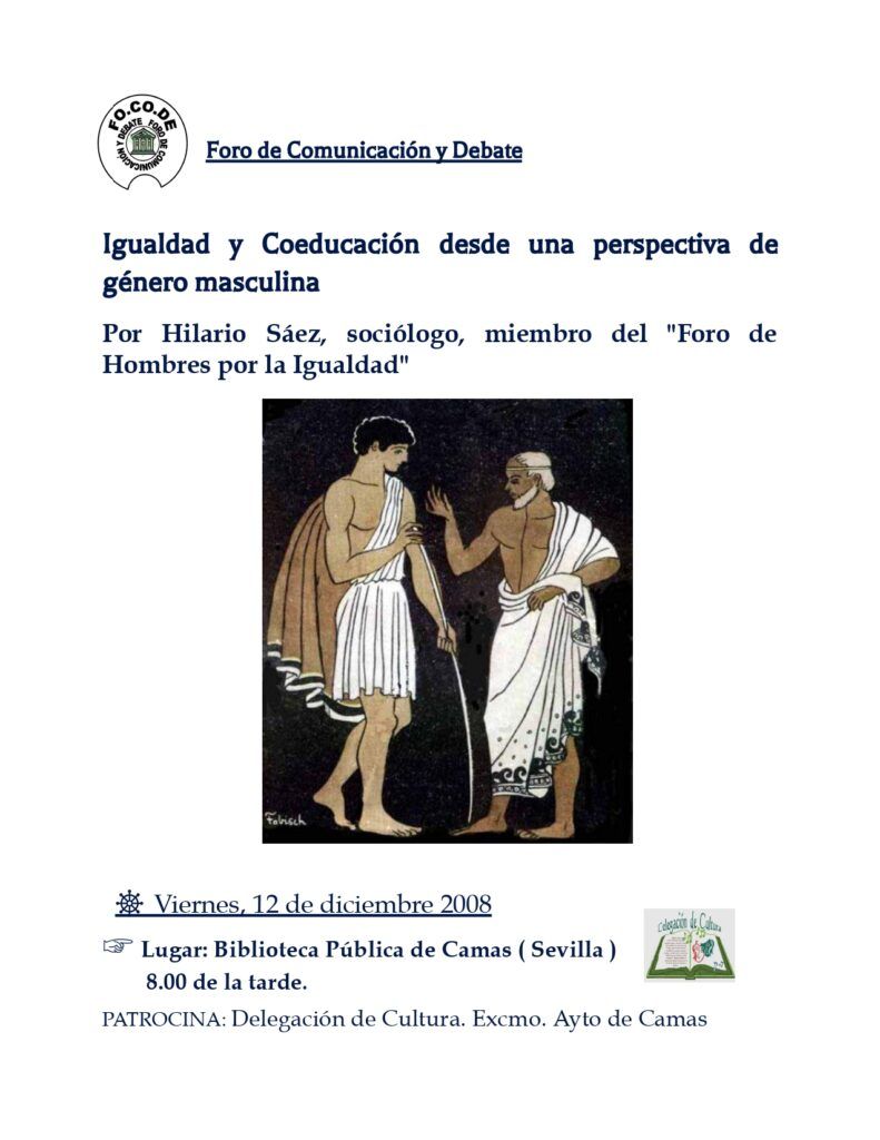 Cartel Igualdad, coeducación desde una perspectiva de género masculina