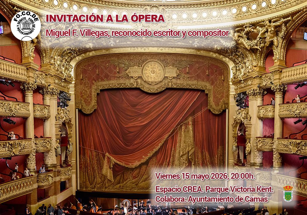Cartel Invitación a la ópera, con Miguel F. Villegas